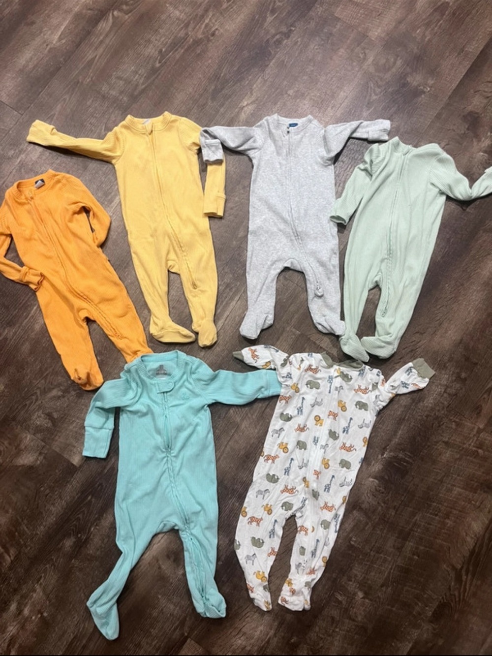 Mixed Colors Baby One-Piece Footed Sleepers - Pack of 6